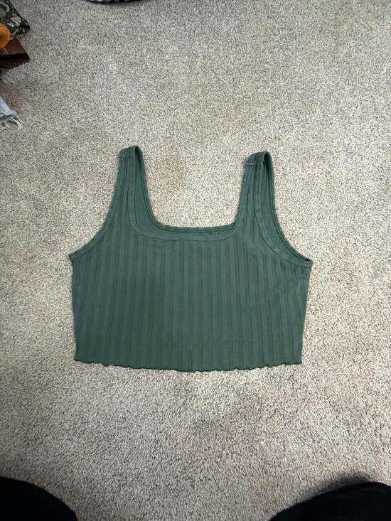 OFFLINE by Aerie Tops - OFFLINE by Aerie OG Original Ribbed Crop Tank Top Green Size XL